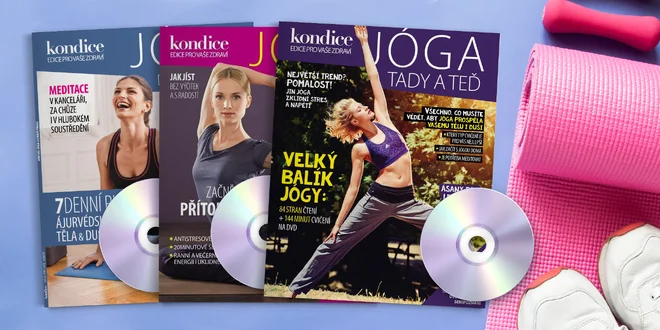 3 časopisy Jóga vč. DVD a speciál Kondice s recepty