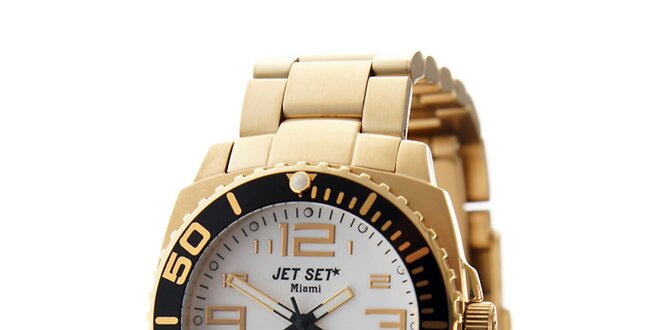 Zlaté hodinky Jet Set s bílým ciferníkem
