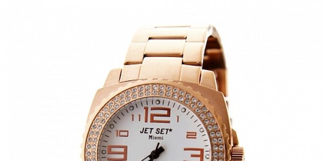 Dámské zlaté hodinky Jet Set s kamínky