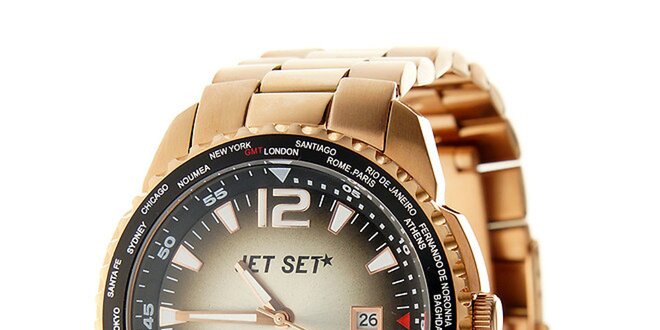 Pánské ocelové hodinky Jet Set v odstínu růžového zlata