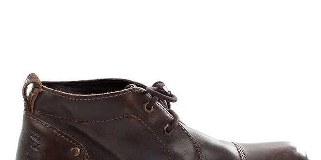 Pánské hnědé kožené šněrovací boty Levis