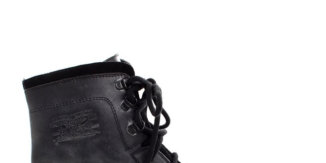 Pánské černé kožené šněrovací boty Levis