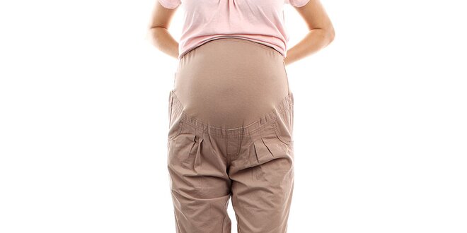 Dámské béžové těhotenské kalhoty s pružným nápletem Next Maternity