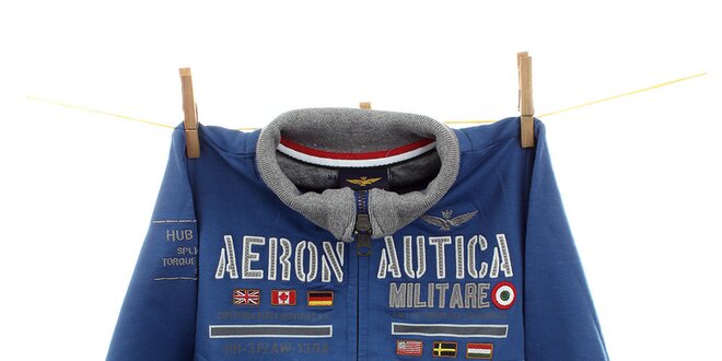 Dětská modrá mikina s leteckými nášivkami Aeronautica Militare