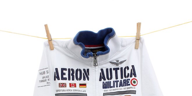 Dětská bílá mikina s leteckými nášivkami Aeronautica Militare