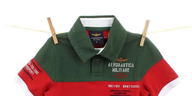 Dětské zeleno-červeno-bílé polo Aeronautica Militare