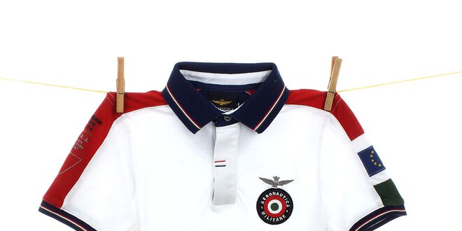 Dětské bílé polo s červenými rameny Aeronautica Militare