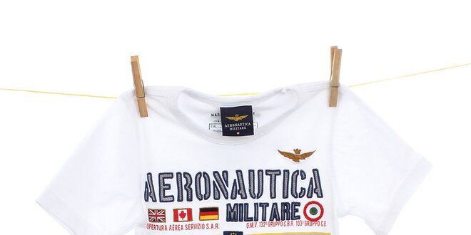 Dětské bílé tričko s výšivkami Aeronautica Militare