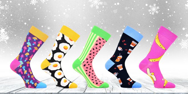 Bláznivé barevné ponožky: 5 setů s různými vzory