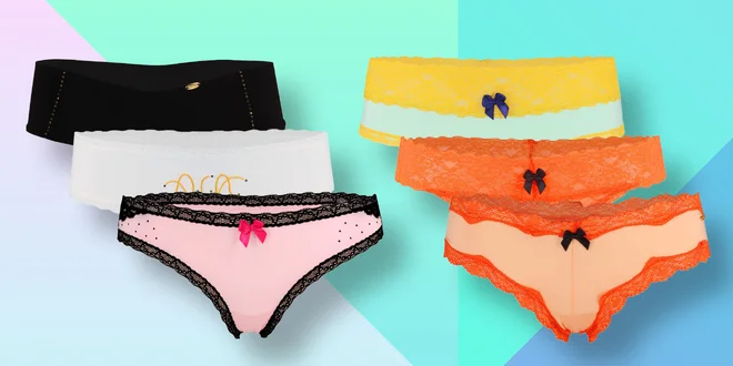 Bikini kalhotky a tanga v různých barvách