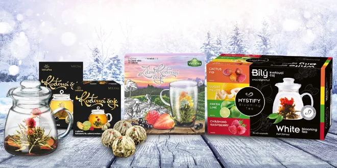 Dárkové sety kvetoucích čajů s hrnkem či konvičkou