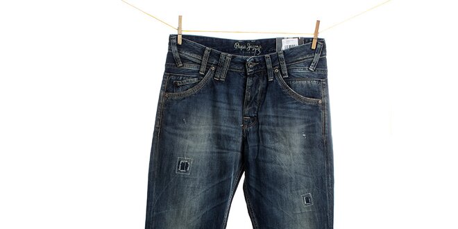 Pánské tmavě modré džíny se záplatami Pepe Jeans