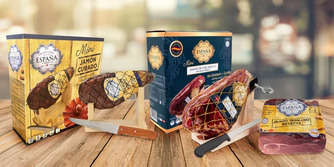 Španělské šunky Mini Jamón, Ibérico a Serrano