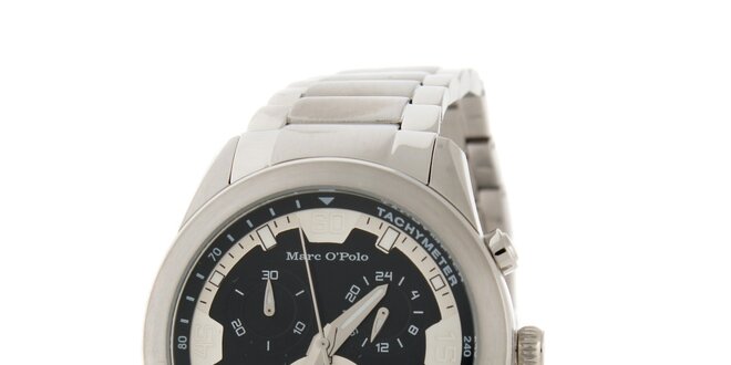 Pánské náramkové hodinky Marc O´Polo s chronografem a tachymetrem a černým ciferníkem