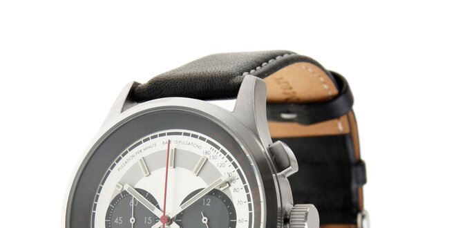 Pánské hodinky Marc O´Polo s černým koženým řemínkem a stříbrným ciferníkem