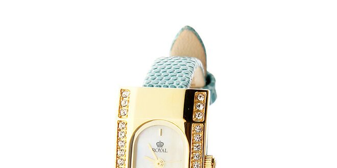 Dámské zlaté hodinky s tyrkysovým řemínkem Royal London