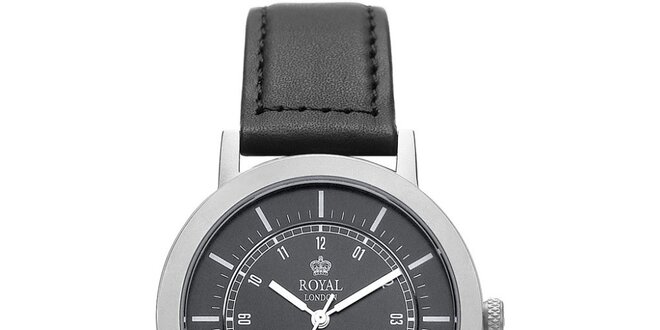 Analogové hodinky s černým ciferníkem a titanovým pouzdrem Royal London