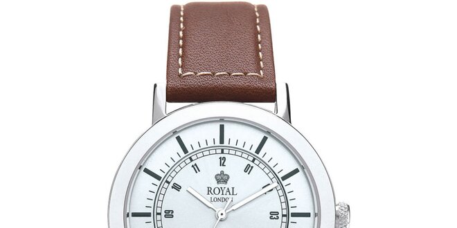 Kulaté analogové hodinky s bílým ciferníkem Royal London