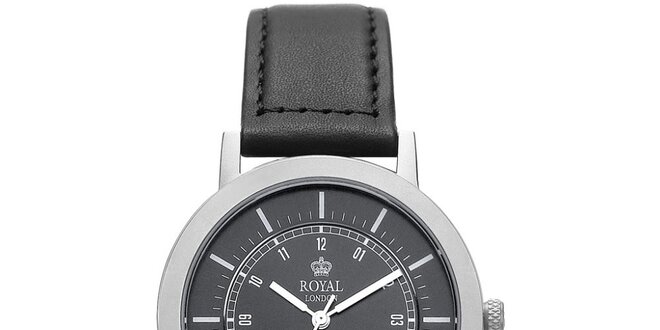 Kulaté analogové hodinky s černým ciferníkem Royal London