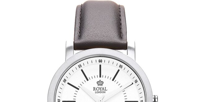 Kulaté stříbrné analogové hodinky Royal London