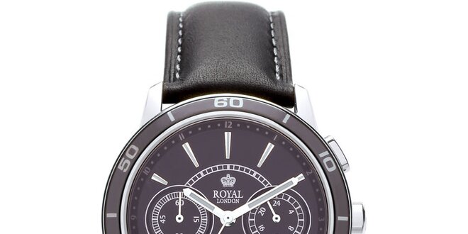 Černé analogové hodinky s chronografem Royal London