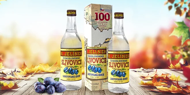 3 lahve Československé slivovice Rudolf Jelínek