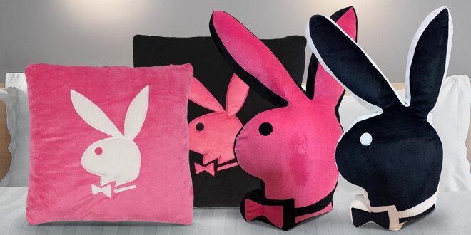 Plyšové polštáře Playboy: čtvercový i ve tvaru zajíce