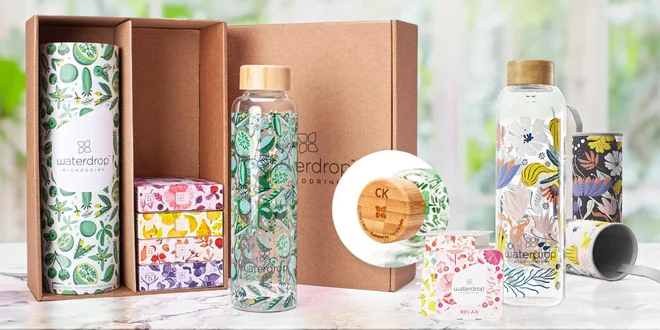 18 mikrodrinků Waterdrop a skleněná či nerez lahev