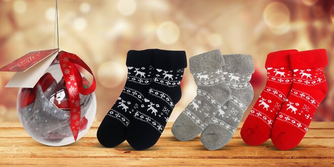 Termo ponožky v dárkové kouli: sob, los i Santa