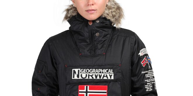 Dámská černá bunda s norskou vlajkou Geographical Norway