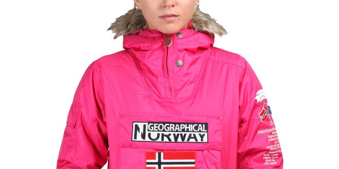 Dámská růžová bunda s norskou vlajkou Geographical Norway