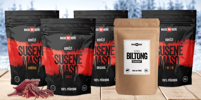 Balíčky sušeného hovězího v 5 různých chutích