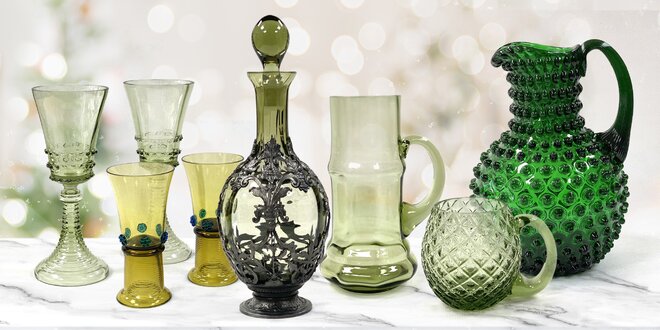 Sklenice, vázy i karafy z ručně foukaného skla