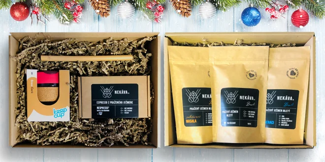 Dárkové balíčky Nekávy z bio ječmene a hrnků KeepCup