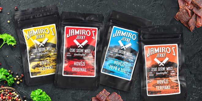 Výtečné Jamiro's Jerky bez éček. Hovězí i krůtí