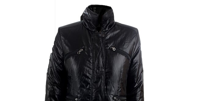 Dámský černý kabát s límečkem Quo Vadis