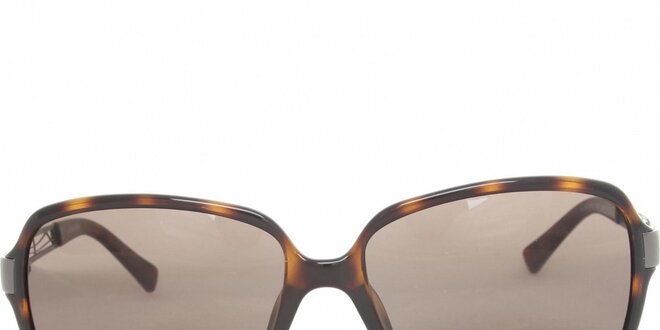 Dámské tmavě hnědé žíhané brýle Calvin Klein s kovovými stranicemi