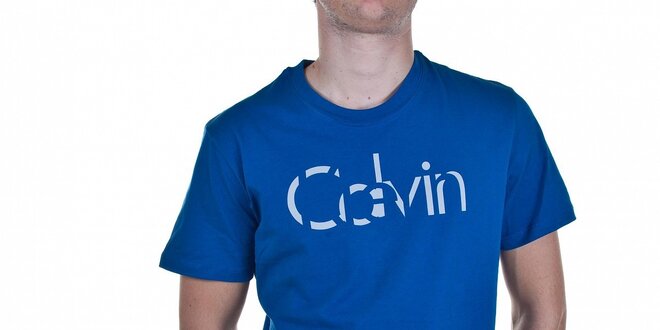 Pánské modré tričko Calvin Klein s potiskem