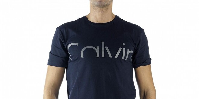 Pánské tmavě modré tričko Calvin Klein s potiskem