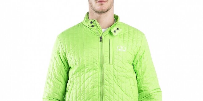 Pánská neonově zelená prošívaná bunda Calvin Klein