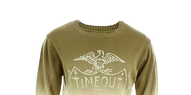 Pánský hnědo-béžový svetr s potiskem Timeout