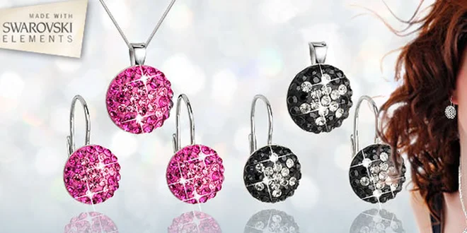 Sada náušnic a přívěsku s křišťály Swarovski a dopravou zdarma