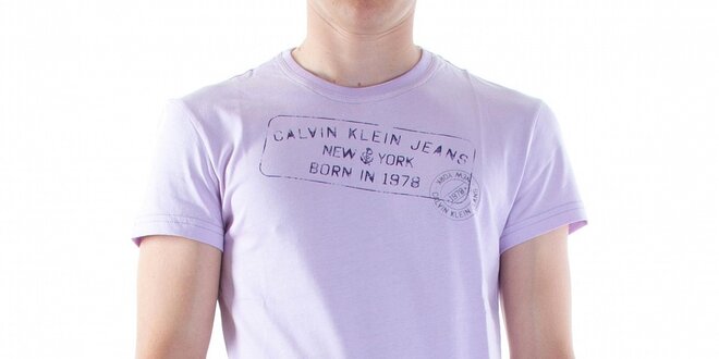 Pánské světle fialové tričko Calvin Klein s potiskem