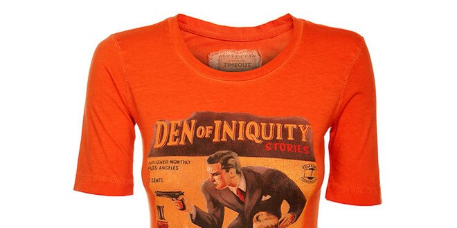 Dámské oranžové tričko Timeout s barevným potiskem