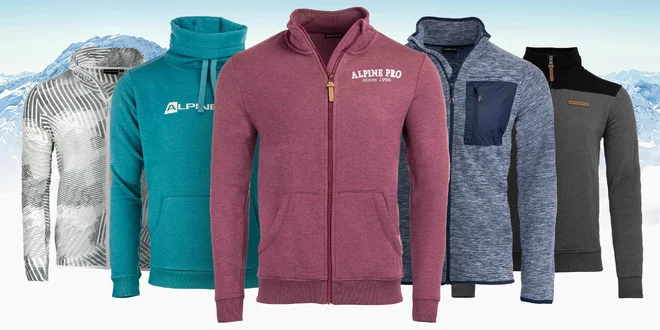 Pánské mikiny Alpine Pro: 8 variant, vel. S–3XL