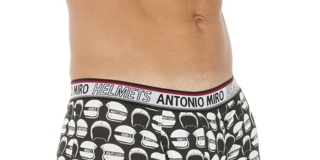 Pánské černo-bílé závodnické boxerky Antonio Miro