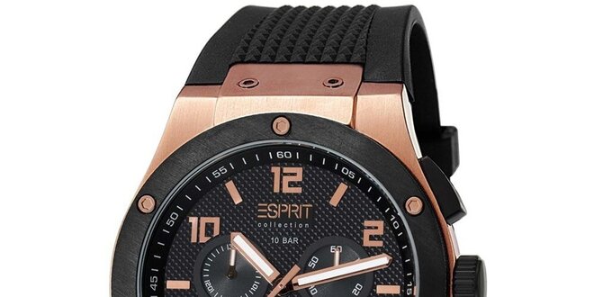 Pánské černo-růžové ocelové hodinky s chronografem Esprit