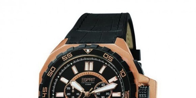 Pánské černo-růžové analogové hodinky s chronografem Esprit
