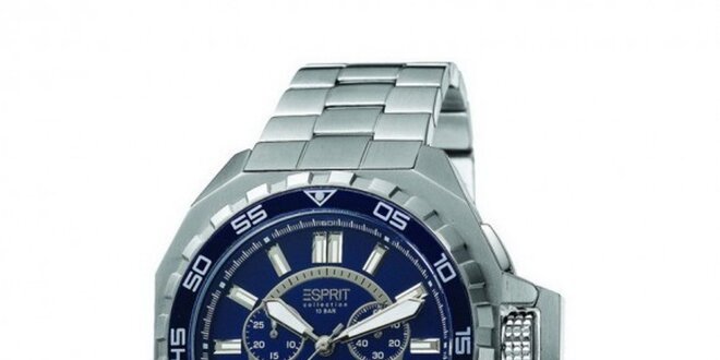 Pánské modro-stříbrné analogové hodinky s chronografem Esprit
