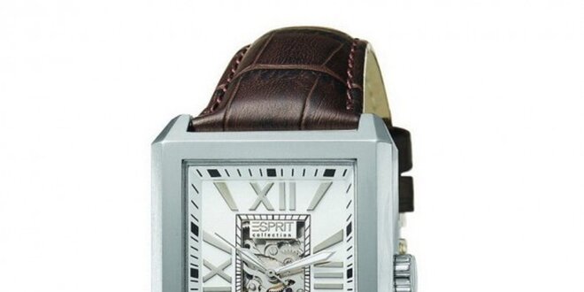 Pánské hodinky s mechanickým strojkem a kamínky Esprit